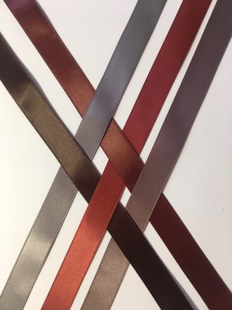 1.6 cm satin borðar - brúnir tónar